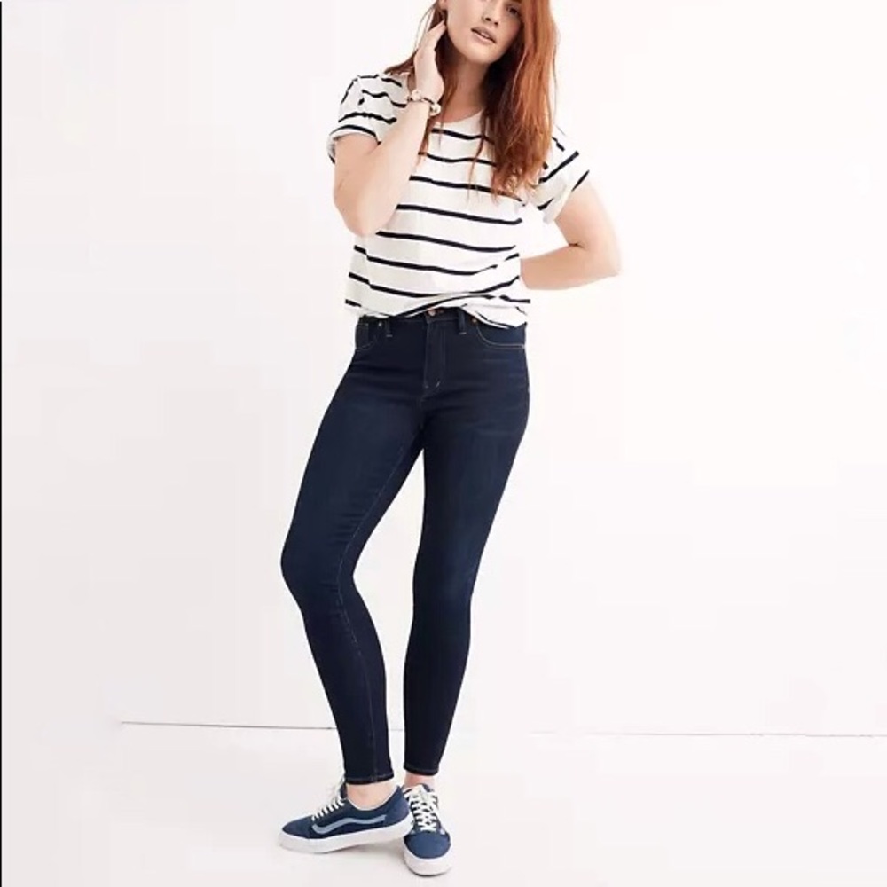 Madewell 9” Mid Rise Skinny Larkspur Dark Wash Jeans 27 Tall